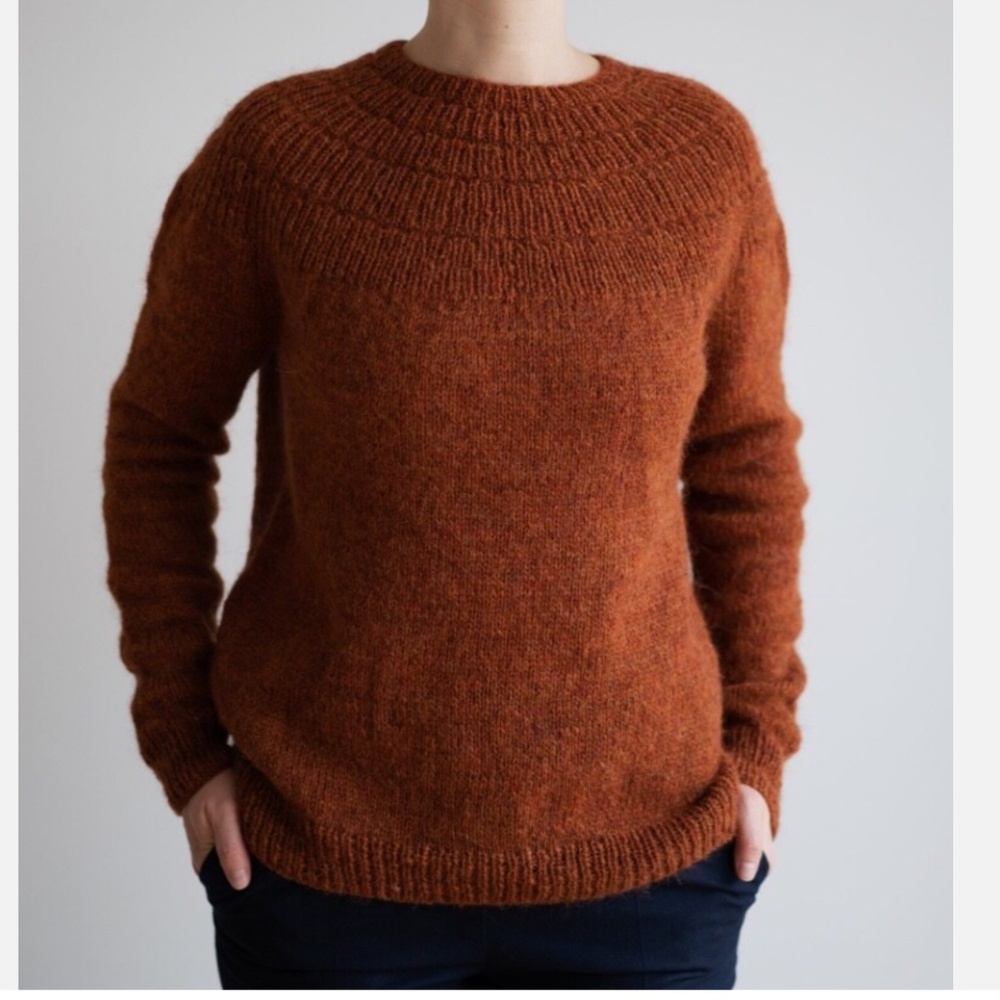 Warm Icelandic Wool Sweater in Rust